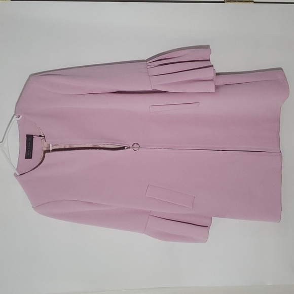 NEW ZARA Topcoat Blazer Jacket Pink Zip Small - Picture 2 of 7